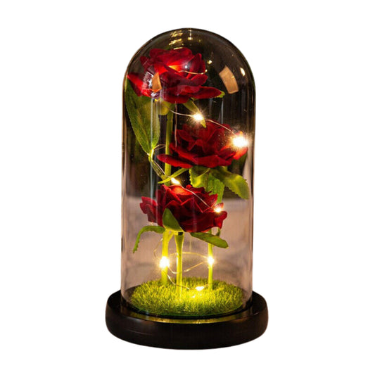 Beauty And The Beast Light Up Enchanted Rose In Glass Dome Lamp Christmas Gifts