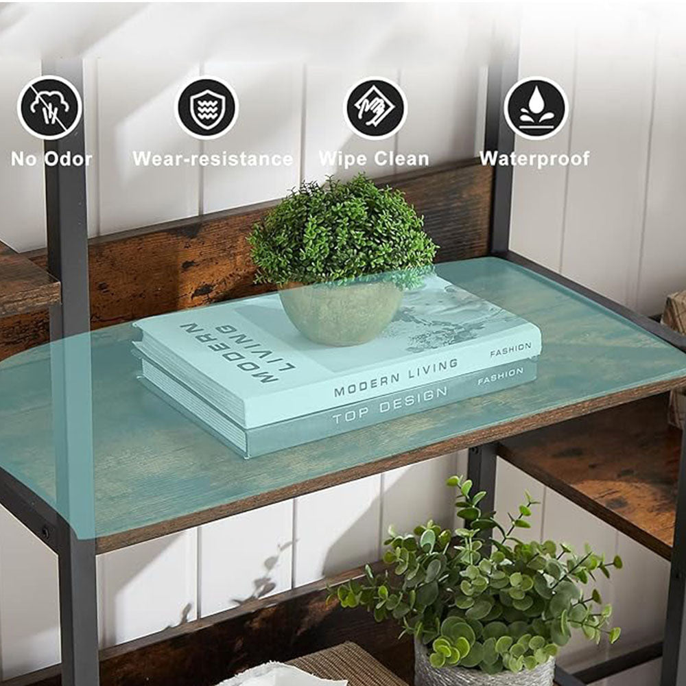 Triple Wide 5-Tier Industrial Bookshelf - Rustic Brown