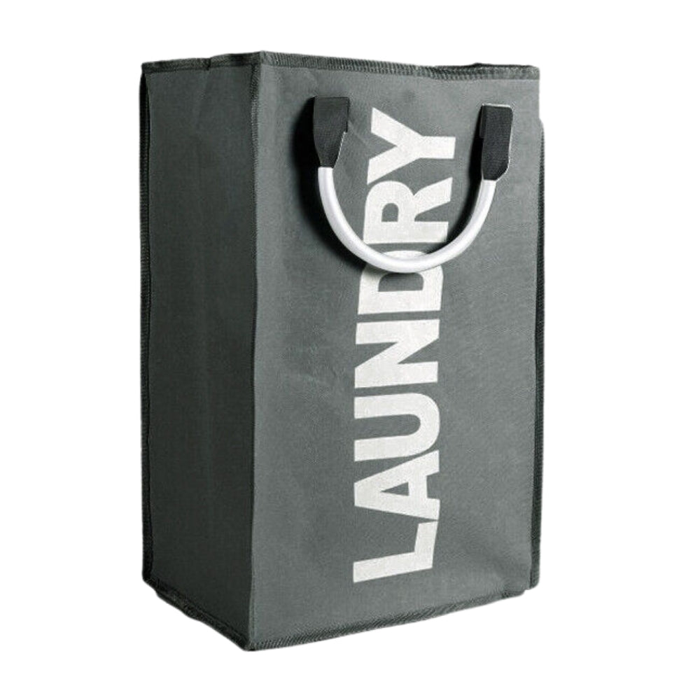 Foldable Fabric Laundry Basket Clothes Hamper Washing Bin - Grey