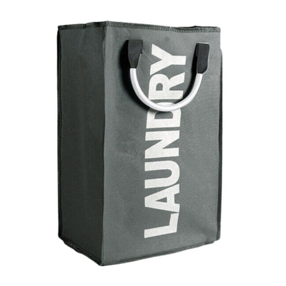 Foldable Fabric Laundry Basket Clothes Hamper Washing Bin - Grey