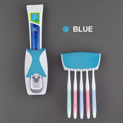 Wall Mounted Toothbrush Storage Rack with Toothpaste Squeezer