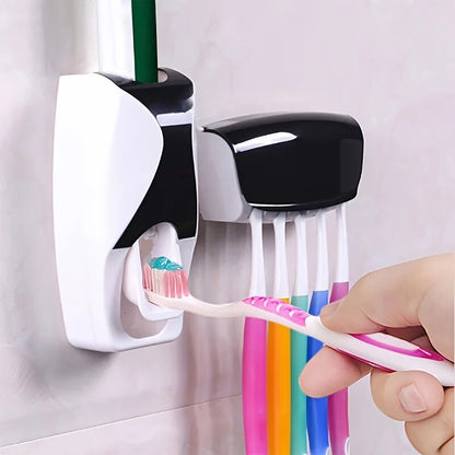 Wall Mounted Toothbrush Storage Rack with Toothpaste Squeezer