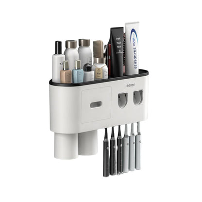 Smart Magnetic Inverted Toothbrush Holder with Automatic Toothpaste Squeezer