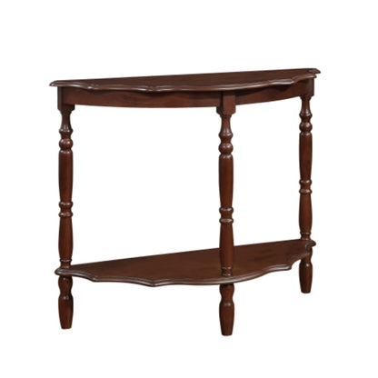 42 Inch Curved Half Moon Console Table with Cloud Design Top in Light Espresso