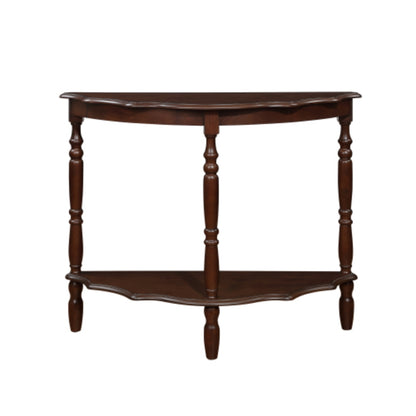 42 Inch Curved Half Moon Console Table with Cloud Design Top in Light Espresso