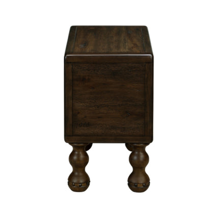 Vintage Solid Wood Side Table with Drawer in Espresso