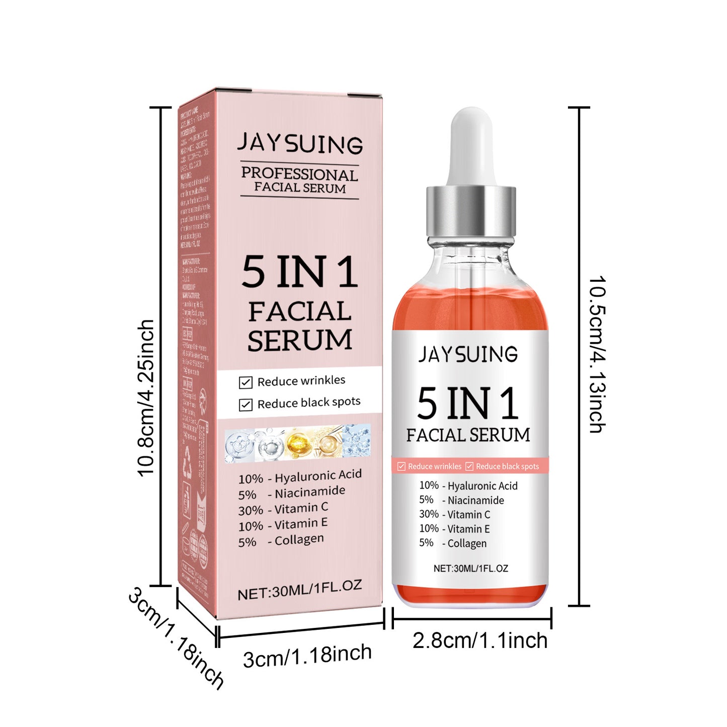 5 In 1 Facial Serum Vitamin C Anti Aging Reduces Hydrating Collagen Serum