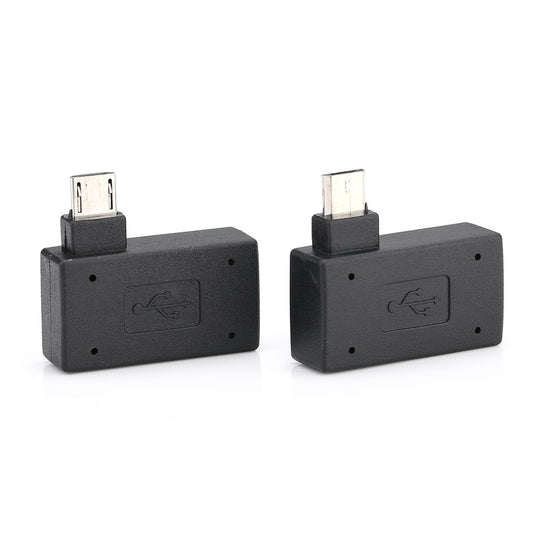 2Pcs USB 2.0 Micro OTG Adapter Power Supply Port 90 Degree Left 90 Right Angled