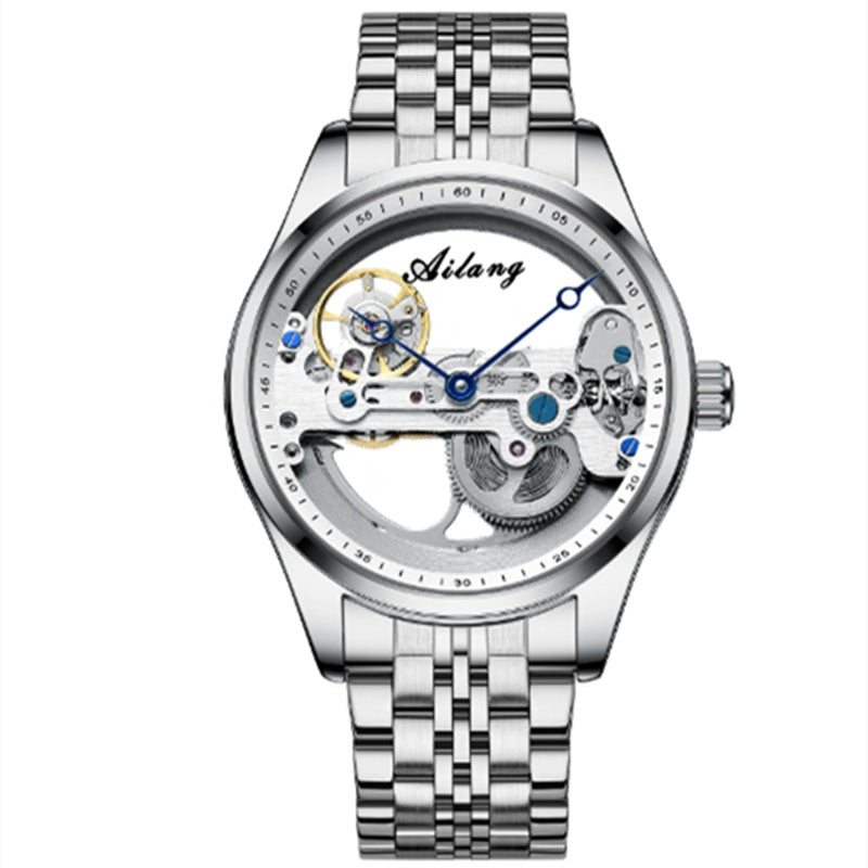 Male Automatic Mechanical  Creative Hollow Silicone Band Watch