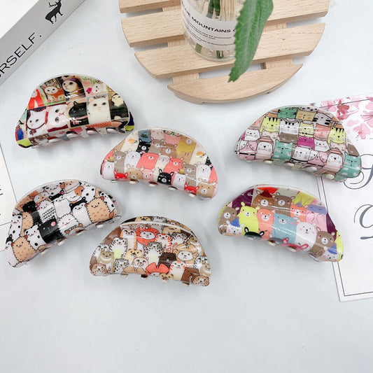 1Pc Cute Cat Hair Claw/Girls Hair Claw Colorful Hair Clips  Accessories