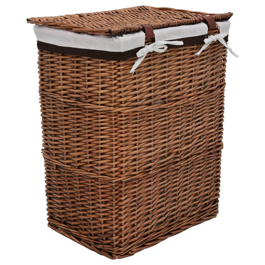 Vida XL Laundry Basket Brown Willow