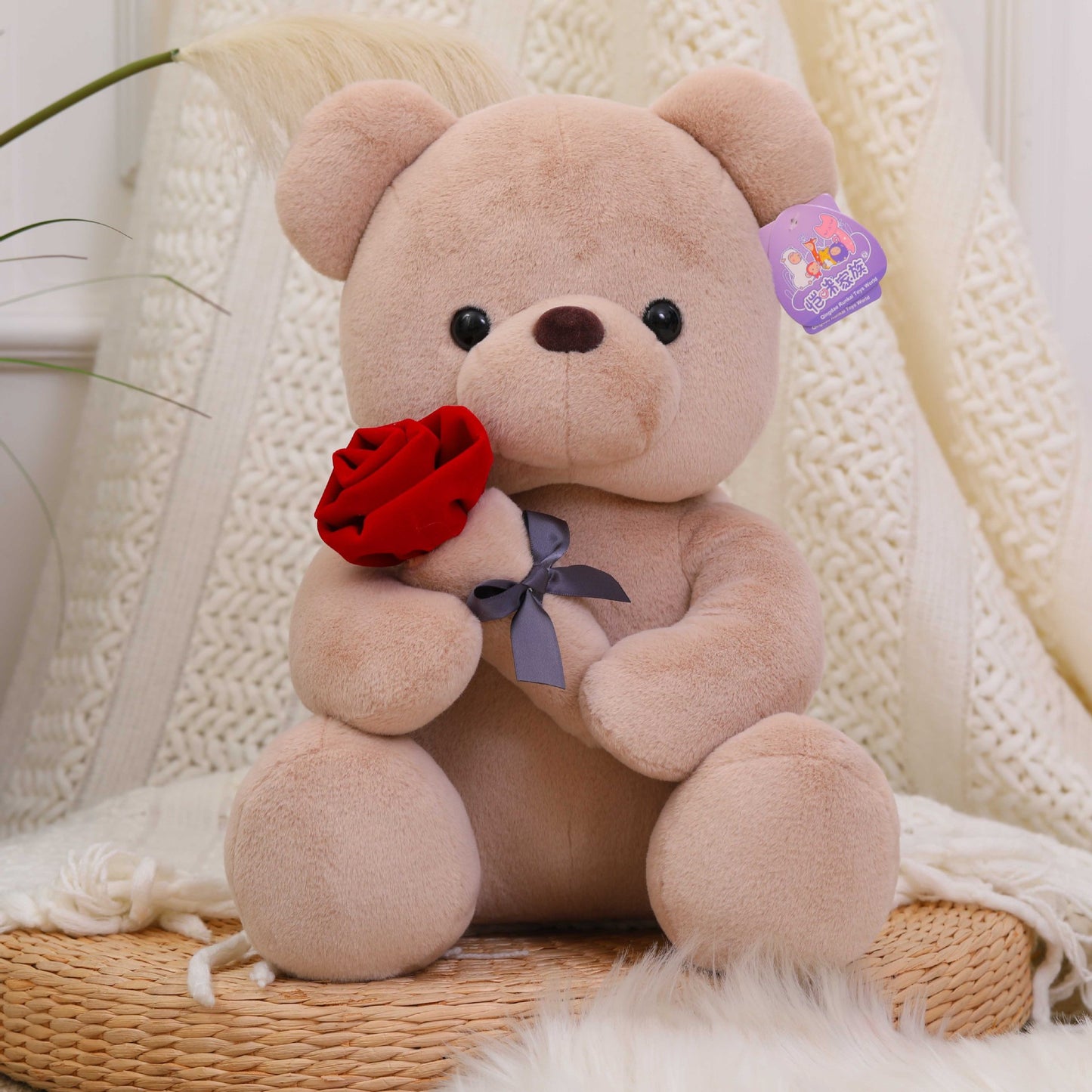 Rose teddy bear plush toys for girls Valentine's Day gift bear pillow doll