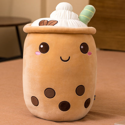 Super soft milk tea cup pillow girls bed sleeping cushion bedside sofa