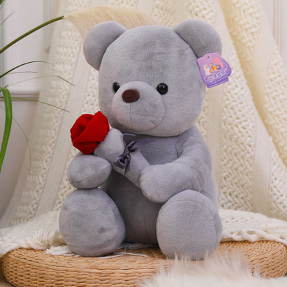 Rose teddy bear plush toys for girls Valentine's Day gift bear pillow doll