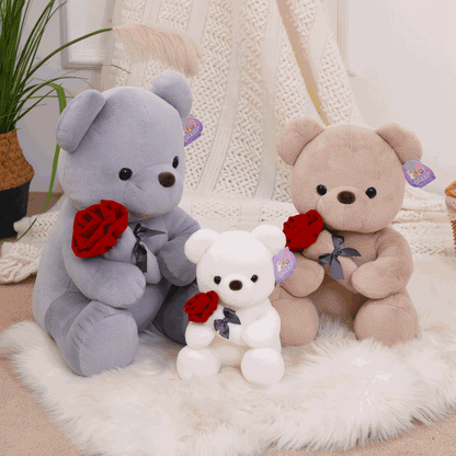 Rose teddy bear plush toys for girls Valentine's Day gift bear pillow doll