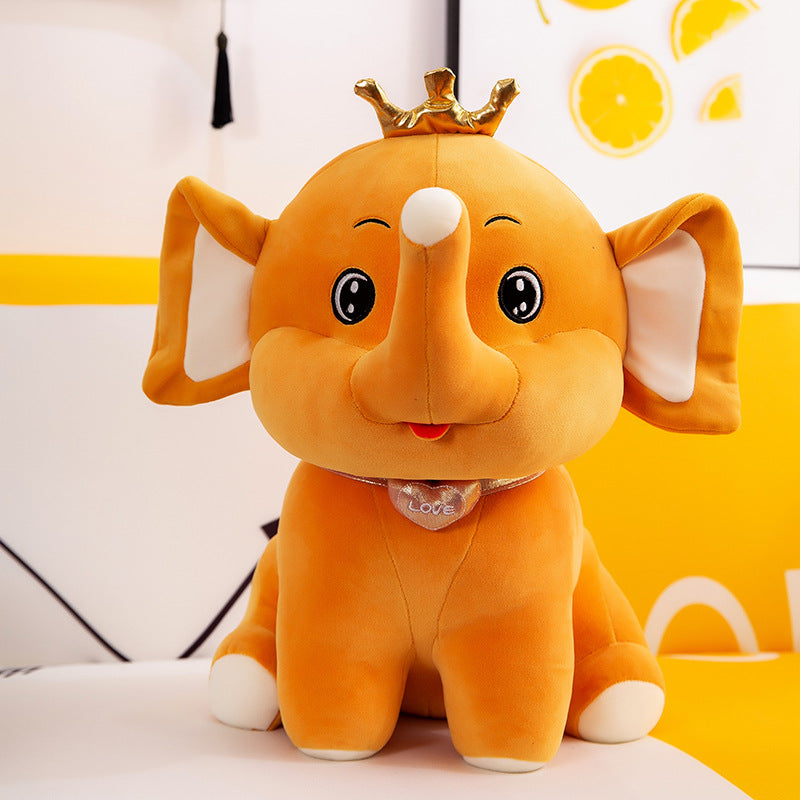 Crown Elephant Doll Cute Cartoon Elephant Plush Toy Sleeping Pillow Doll