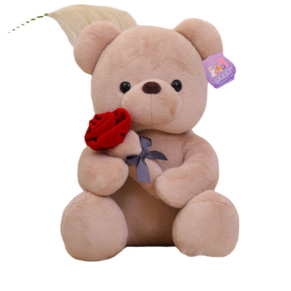 Rose teddy bear plush toys for girls Valentine's Day gift bear pillow doll