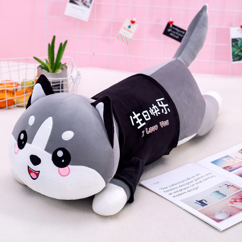 Großhandel Neue Husky Plüsch Spielzeug Puppe Niedlichen Welpen Puppe Ragdoll Große Lange Streifen Schlaf Kissen
