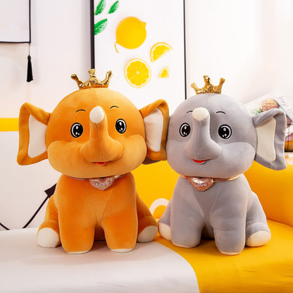 Crown Elephant Doll Cute Cartoon Elephant Plush Toy Sleeping Pillow Doll