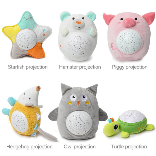 Soothing star projection night light plush toy baby coaxing doll