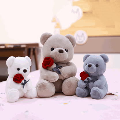 Rose teddy bear plush toys for girls Valentine's Day gift bear pillow doll