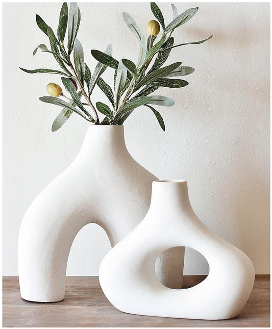 Ceramic Hollow Vase Set of 2 - THEAMBIENCEHOME