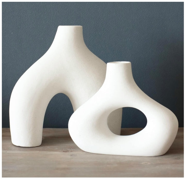 Ceramic Hollow Vase Set of 2 - THEAMBIENCEHOME