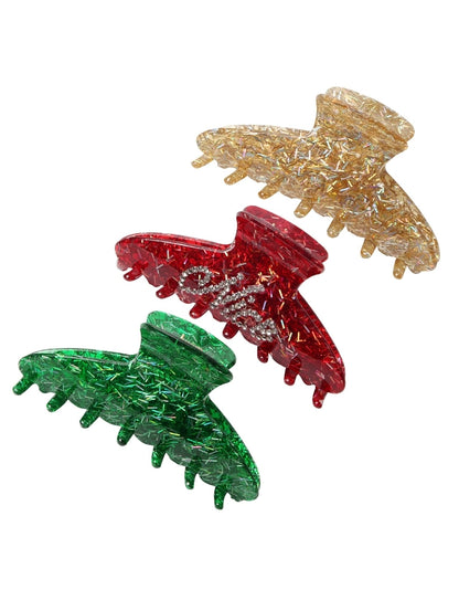 3Pcs Christmas Hair Claw Clips for Women Girls Rhinestone Hair Accessories