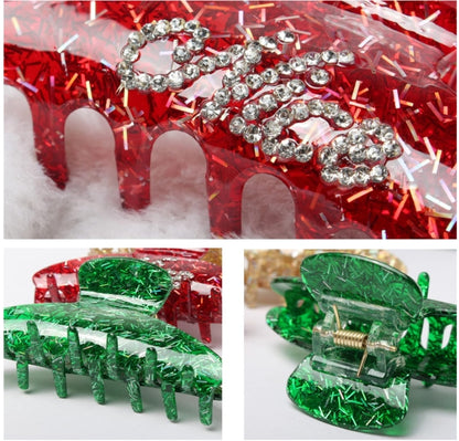 3Pcs Christmas Hair Claw Clips for Women Girls Rhinestone Hair Accessories