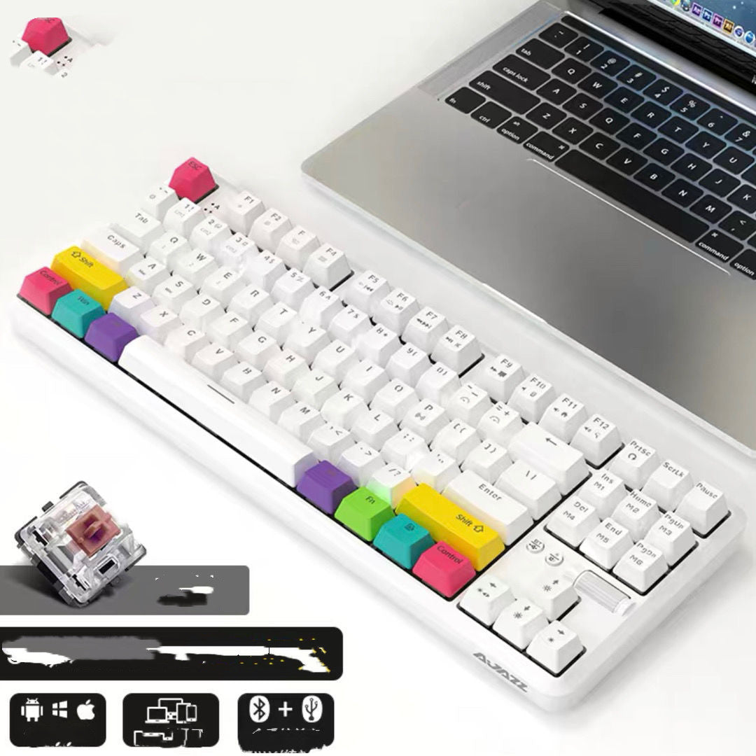 Wireless Bluetooth Wired Dual Mode Mechanical Keyboard 87 Key RGB