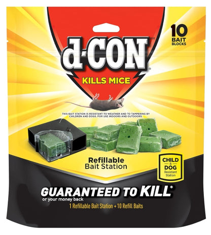 D-Con Refillable Corner Fit Mouse Poison Bait Station Refills, 10 Count
